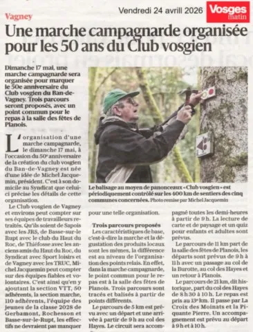 Marche campagnarde pour les 50 ans du Club vosgien de Vagney